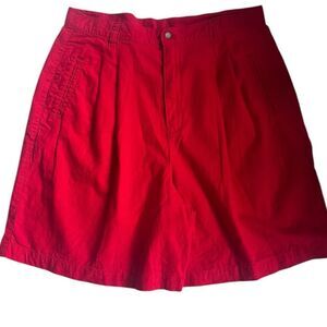 Vintage Jones New York Red Linen Blend Pleaded Preppy Red Shorts Sz 16